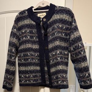 Eddie Bauer Wool Blend Cardigan in Navy and Gray